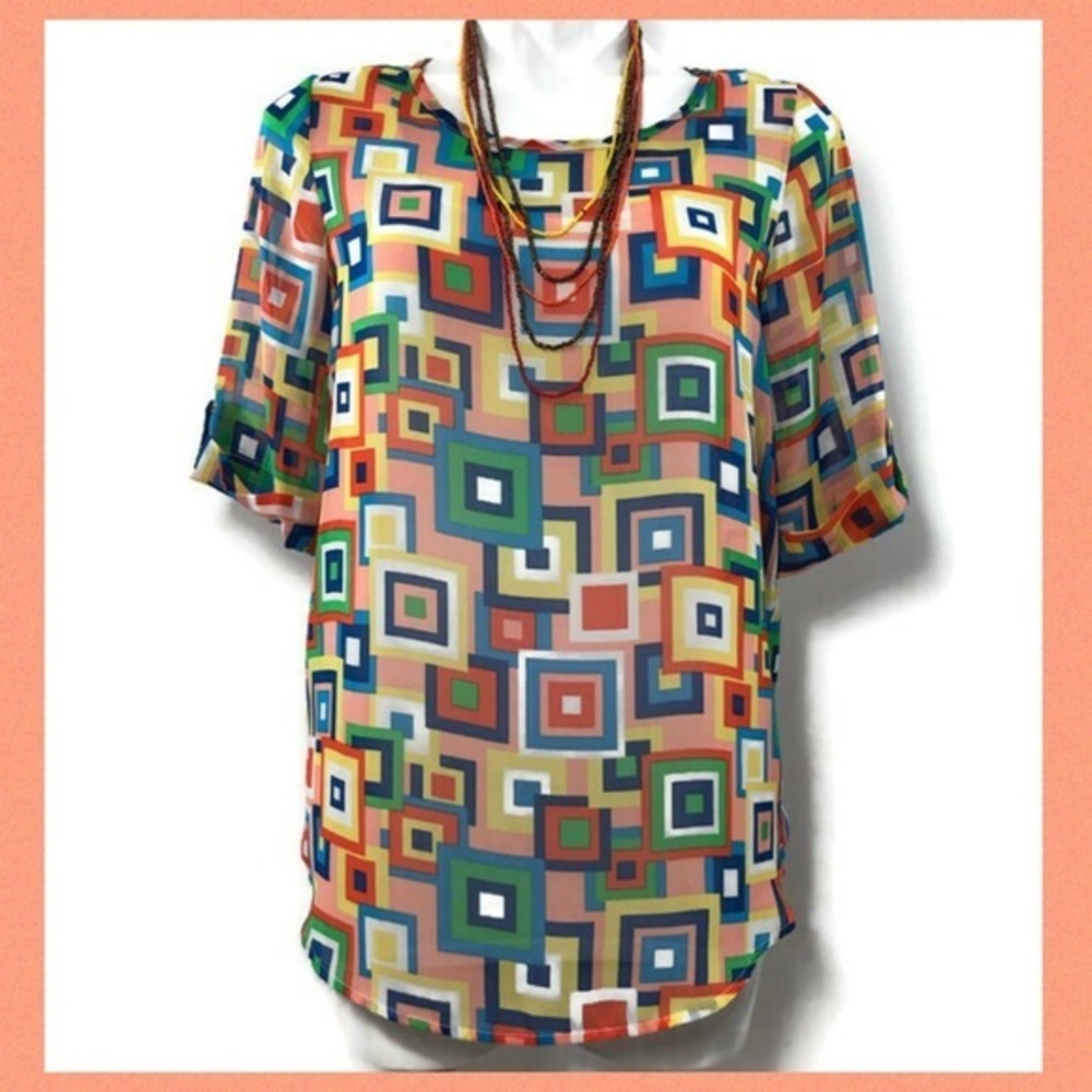 Newburry Kustom Geometric Semi-Sheer Top